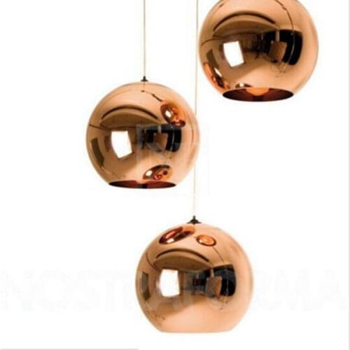 Nordic Modern Style Mirror Glass Ball E27 Pendant Light Copper Color Globe Lamp Pendant Light industrial style Lighting Fixtures