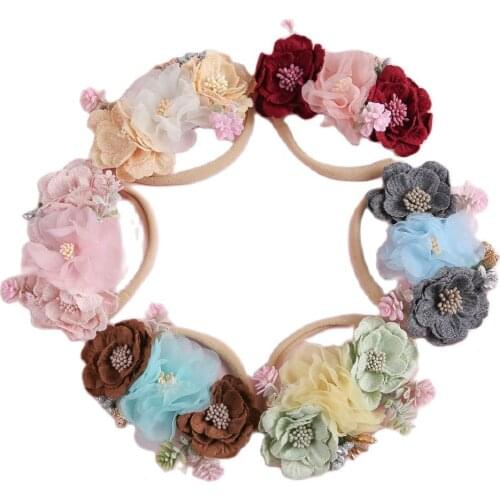 Fashion Combination Flower Headband For Girls Newborn Elastic Hair bands Baby Head Bands Kids Fresh Style Cute Headwear Gifts