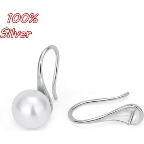 925 Sterling Silver Color Earrings Accessories Pearl Ear Hook Blank 5MM DIY Jewelry Accessories Empty Support