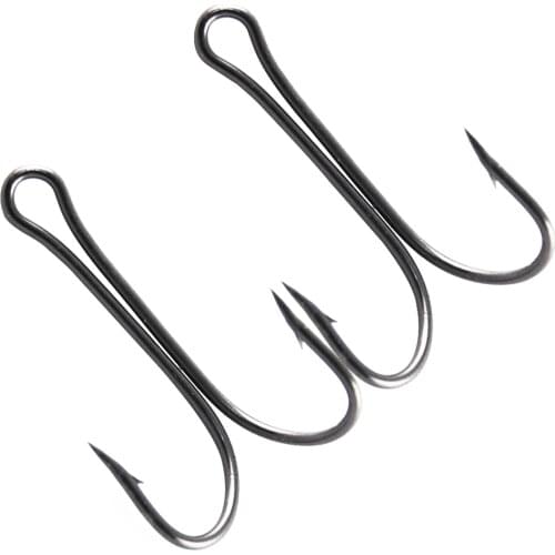 Shaddock 25Pcs Fishing Hooks Fly Tying Double Hook High Carbon Steel Black Fishhook For Soft Lure Jig Size 6#-4/0