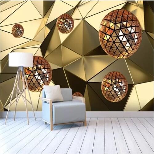 Modern Wallpapers Abstract Golden Silver Geometry Mural Wallpaper for Living Room Bedroom Office Walls 3D Wall Papers Home Decor