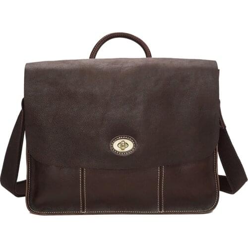 Vintage Men Briefcase Bag men Genuine Leather Bag Business Lawyer/Office Laptop Shoulder Bag Large Capacity Briefcase Handbag