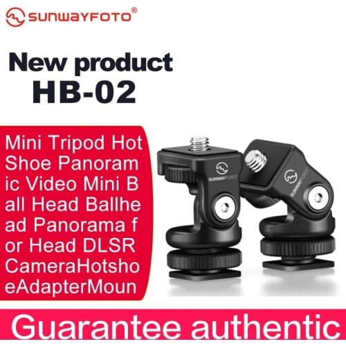 Sunwayfoto HB-02 Mini Tripod Hot Shoe Panoramic Video Mini Ball Head Ballhead Panorama for Head DLSR Camera Hotshoe Adapter Moun