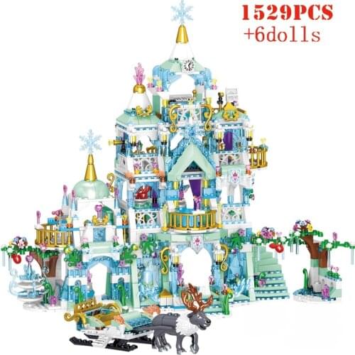 Friends Theme Princess Luxury Ice Castles Big Playground House Building Blocks Girls Figures Bricks Educational Toy For Children
