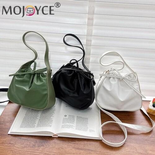 Vintage Women Design Luxury Hand Bag Female Travel PU Leather Messenger Bag Casual Drawstring Solid Color Small Purse