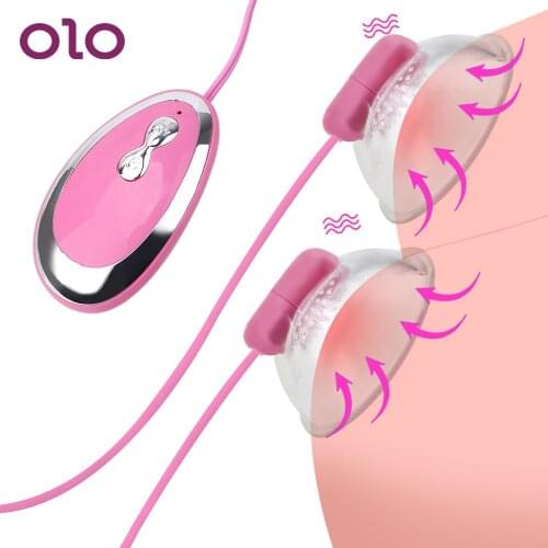 OLO Tongue Lick Nipple Suction Cups Vibrator Breast Enlarge Massager Nipple Sucker Sex Toy for Woman Electric Breast Pump