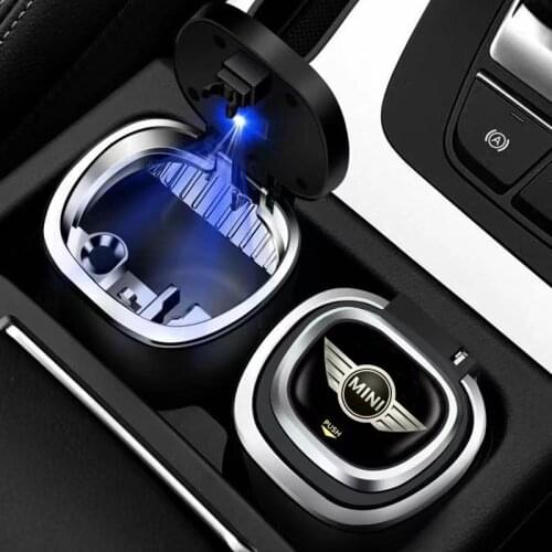 High-end Metal Liner Car styling Ashtray With Blue LED Light On The Car Air Outlet For MINI cooper r56 f56 f53 f50 r60