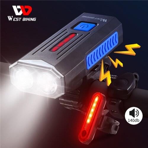 WEST BIKING 1000 Lumen Bicycle Light With LED Rear Light 140db Horn Bell Waterproof Bike Accessories Cycling Front Headlight