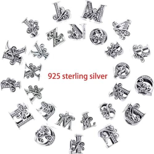 Womak 2019 new 925 sterling silver 26 alphabets A-Z clear CZ beads fit bangle charm bracelet original jewelry DIY