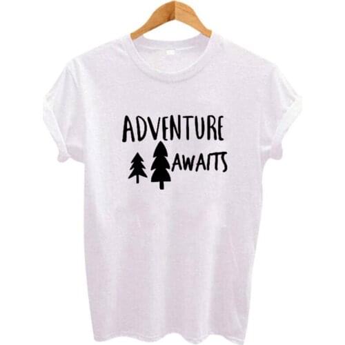 Women Clothes Adventure Awaits T-shirt Womens Summer Outdoor Climbing T-shirt Travel Lovers Tshirts Casual Graphic Tees