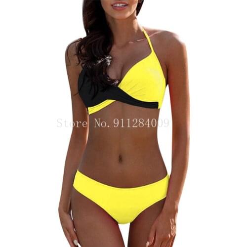 Womens Padded Push-up Bra Bikini Set Swimsuit Bathing Suit Swimwear Beachwear Vitality Sexy Bikinis Solid Push Up Bikini 2021