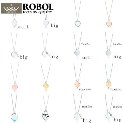 03 XL TFB TTFF 925 Sterling Silver classic love necklace Rose Gold Silver Multi color elegant necklace womens jewelry