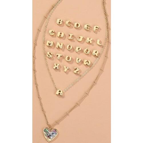 Women Fashion Handmade DIY Multi-layer Necklace 26 Letter Set Shell Love Pendant Choker Elegant Jewelry