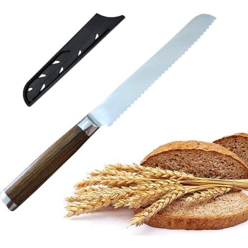 Serrated Bread Knife 8Inch Stainless Steel Razor Sharp Wavy Edge Bread Cutter Ideal for Slicing Homemade Bread, Bagels, Cake