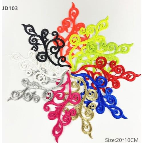 CHICKNIT 1pair black gold white Fluo colors Guipure lace Embroidery applique accessories DIY lace collar lace fabric patch JD103