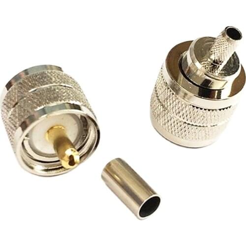 1PC UHF Male Plug RF Coax Connector Crimp for RG58 RG142 RG400 LMR195 Cable Straight Nickelplated NEW wholesale