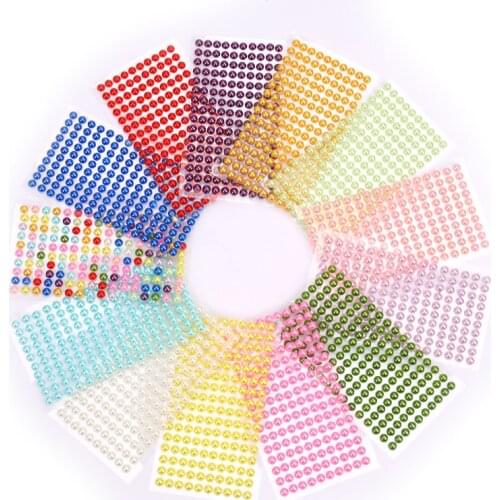 160PCS/Sheet 3/4/5/6mm Imitation Pearl Acrylicdecal Self-adhesive Rhinestone Laptop Stickers Wall Surface Decorative Stickers