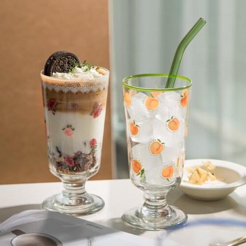 280ML Drinking Cup Goblet Korean Phnom Penh Glass Cup French Romantic Style Short footed Wine Glass Ice Cream cocktail Vodka mug