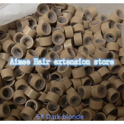 5.0*3.0*3.0mm 6#D.blonde 1000pcs/pack aluminium ring easily locks/silicon tube micro link/ring /bead for i tip hair extension