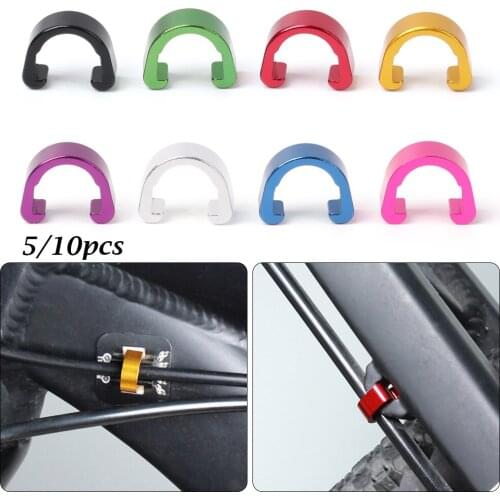 5Pcs Aluminum Alloy MTB Bike Brake Cable/Derailleur Line Case C-Shape Line Buckles Clasps Bicycle C Clips Outdoor Cycling Parts