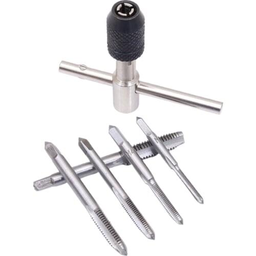 6 Pcs Tap Drill Wrench Tapping Threading Tool T-shaped Tap Wrench Design for Hand Tapping Operation 3mm-8mm for DIY