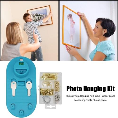 85pcs Heavy Duty Serrated Hanger Hardware Photo Hanging Kit Picture Frame Hanger DIY Level Ruler Hook Leveling Tools