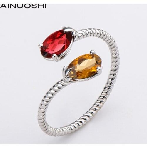 AINUOSHI 18K White Gold Oval Cut 0.640 Carat Natural Tourmaline Engagement for Wedding Women Fashion Twist Shank Ring Jewelry