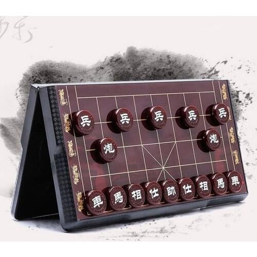 Acrylic Chinese Chess Set Folding Magnetic Xiang Qi Large Board with 32 Chess Pieces Portable Puzzle Board Game Set for Kid Gift