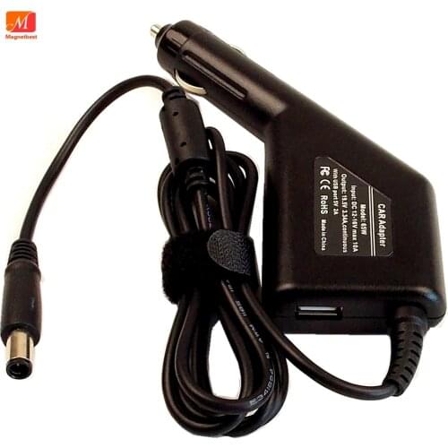 Laptop Car Charger 19.5V 3.34A 65W for Dell Inspiron N5050 N7110 N7010 Latitude D400 D410 D420 D430 D500 D510 5V2.1A DC Adapter