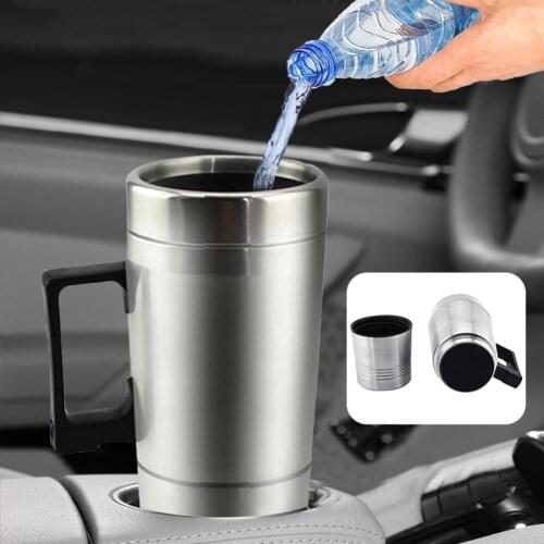 12V 24V Car Heating Cup Stainless Steel Auto Water Heater Kettle Travel Coffee Tea Heated Mug Motor Lighter Plug