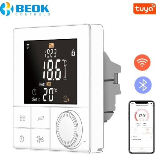 Beok Tuya Wifi Thermostat For Gas Boiler Temperature Controller Smart Heating Programmable Works With Alexa, Bluetooth