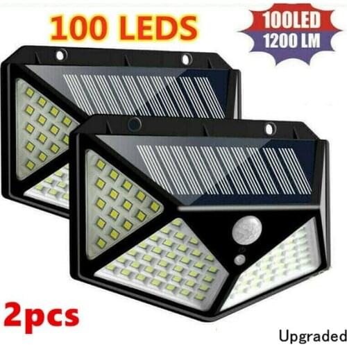 Free Shipping Garden 100 LED Solar Lamp PIR Motion Sensor LED Solar Light Solar Powered Waterproof For Outdoor Wall Street