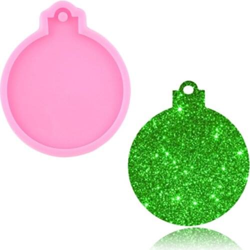 Shiny Christmas Ornament Circle Ball Keychain Mold DIY Epoxy Resin Silicone Mold Keychains Pendant Clay Moulds