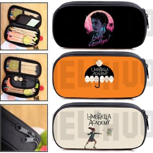 3D The Umbrella Academy Pencil Case Large Capacity Kawaii School Pen Case Supplies pen Bag School Box women funny cosmetic bags