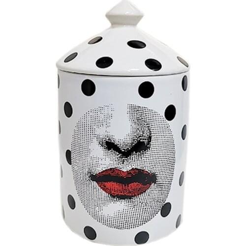 Black Pot Red Mouth Scented Candle Holder Ceramic Tower Type Jar with Lid Italianate Home Decoration Aromatherapy Bottle