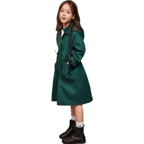Long Jacket For Girls Solid Color Windbreaker For Girls Autumn Winter Children Jacket Teenage Kids Girls Clothes 6 8 10 12 13