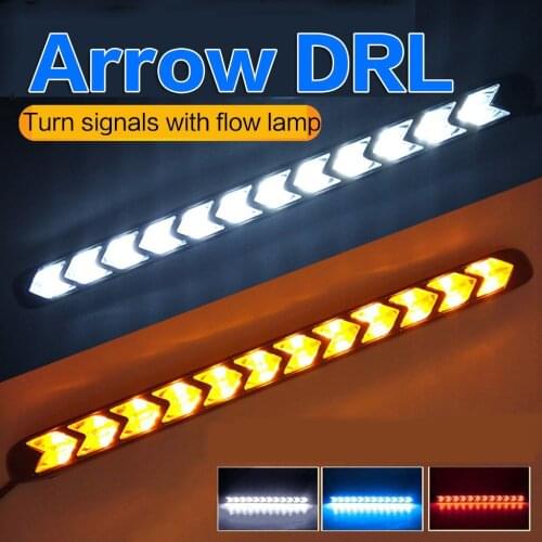 1 Pair of 2 Color Car DRL Daytime Running Light with Running Signal Arrow DRL 6LED 9LED 12LED