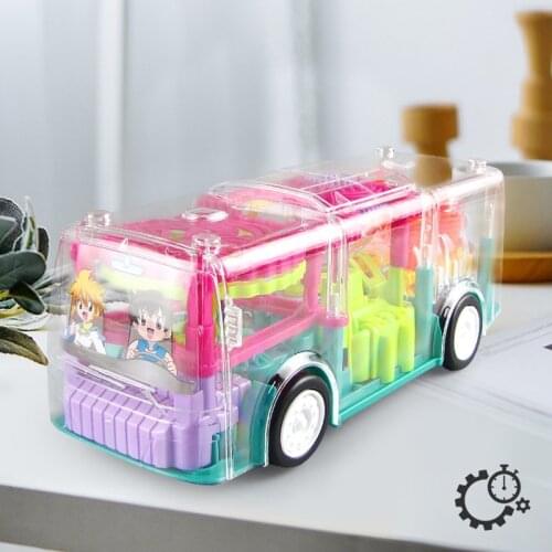 Electronic Transparent Music Gear Bus Car Musical Led Light Early Education Funny Kids Toy Gift
