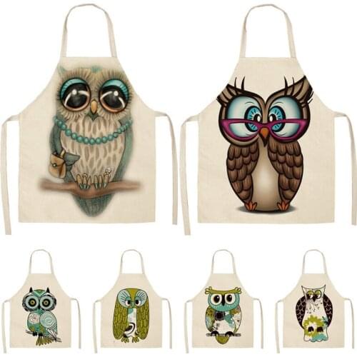 Owl Aprons Baking Accessories Cooking Chef Apron Kitchen Aprons for Woman Smock Nordic Kitchen Waiter Apron Cute Apron for Kid
