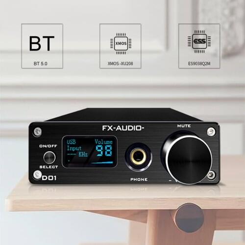 FX-AUDIO D01 DAC AMP BT 5.0 DAC Digital to Analog Converter Headphone Amplifier Audio Amplifier Optical/PC-USB/Coaxial