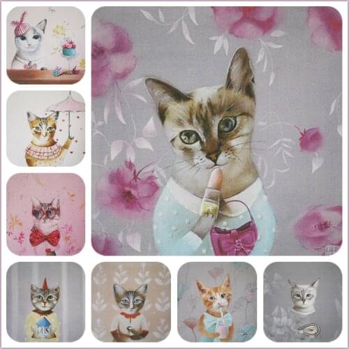 Fine noble lady cat Hand dyed 10 Assorted Cotton Linen Printed Quilt Fabric For DIY Sewing Patchwork Home Textile Decor 20*20cm