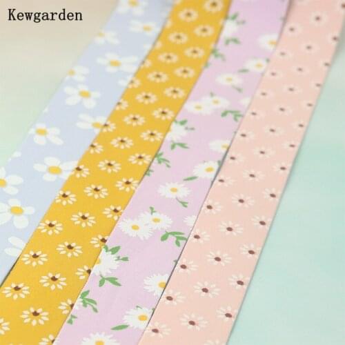 Kewgarden 38 25mm 10mm 1" 1.5" Daisies Flower Layering Cloth Fabric Ribbon DIY Hair Bowknot Accessories Handmade Tape 10 Meters