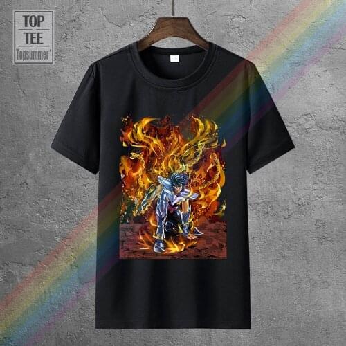 Ikki Phoenix Saint Seiya Classic Anime Manga T Shirt Black Basic Tee