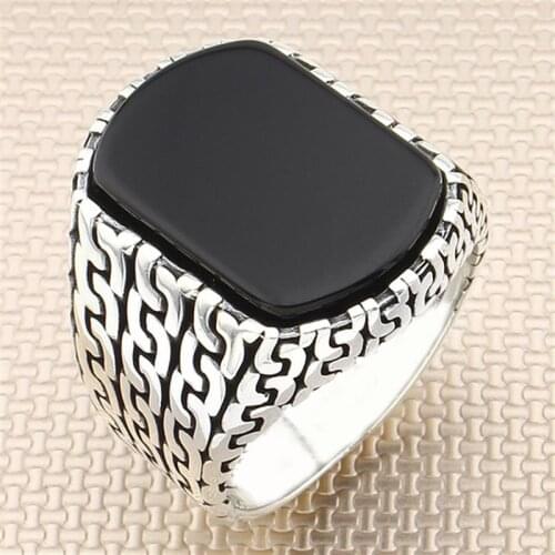 925 Sterling Silver Ring With Stone For Men For Women Black Onyx Gemstone Gift For Him Mens Rings Handmade - Turkish Jewelry