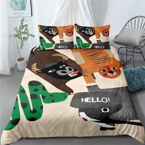 3D Fashion Oil Painting Hand-Painted Animal Series Bedding Set Bedroom Decoration Tiger Duvet Cover Pillowcase Full Size