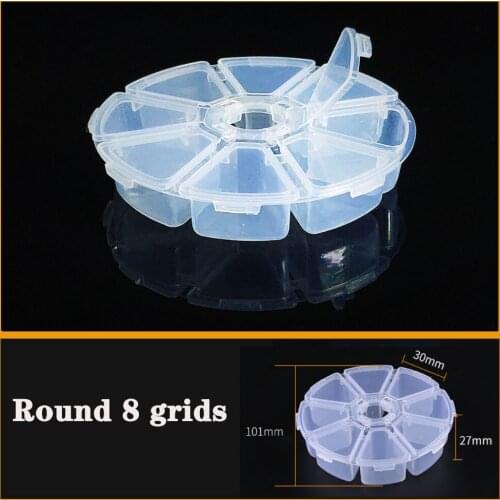Container round 8 grids Plastic Box Practical Adjustable Compartment bead storage case Screw Holder Case Organizer