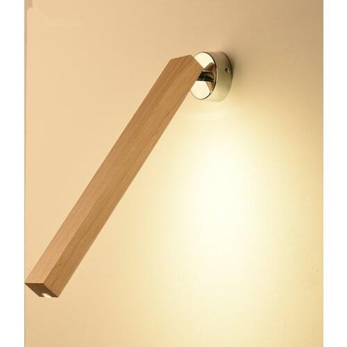 Creative Wall Lamp 220V Modern Simple LED Bedroom Bedside Lamps Nordic Wooden hotel reading Light Long Wood Wall sconce