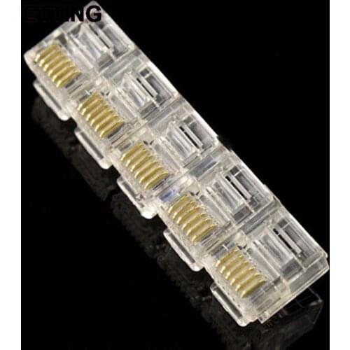 100Pcs 6P6C Crystal Head RJ11 Modular Plug Gold Plated Network Connector For Solid Phone Cables Connectors