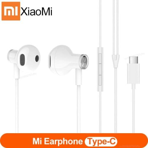 Xiaomi mi Earphone Half In-Ear Type-C earphones MEMS Mic Wire Control Dual Driver Hybrid DC for redmi note 7pro 7 xiaomi 9 9SE
