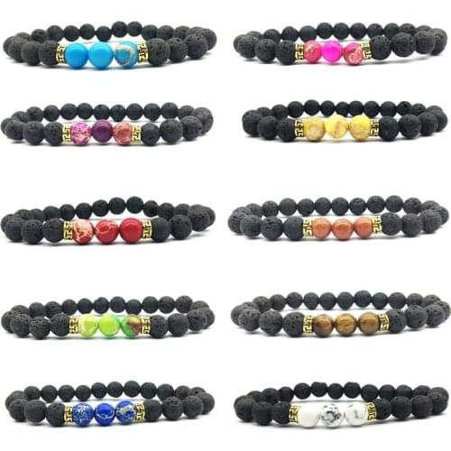 Newst 7 Chakra Bracelet Men Black Lava Healing Balance Beads Reiki Buddha Prayer Natural Stone Yoga Bracelet For Women